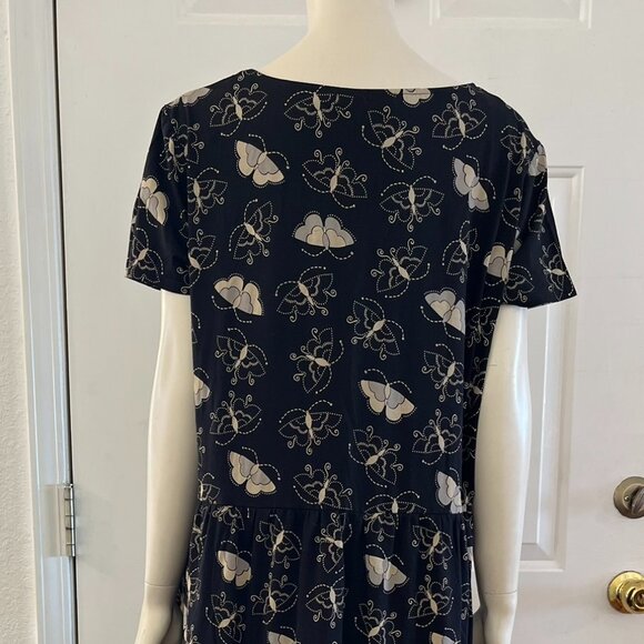 Gudrun Sjoden Woman's Organic Cotton M Black Butterfly Midi Dress Sz XL - Picture 2 of 8